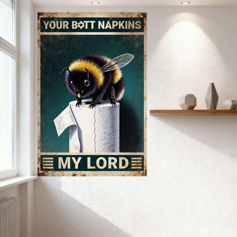 Vintage Teal Bumblebee Toilet Paper Metal Tin Sign Retro Whimsical Advert Plaque for Home Cafe Man Cave Decor