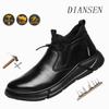 Chaussures de Sécurité Homme Embout Acier Anti-écrasement Bottes de Travail Résistantes à l'Eau Chaussures de Travail Dessus Souple Toutes Saisons Décontractées Randonnée