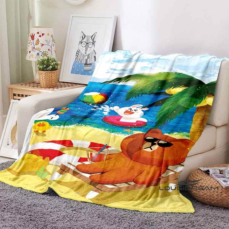 Cute BROWN & FRIENDS Blanket—Perfect for Use On Sofas, Beds, In Cars, Living Rooms, and Bedrooms. A Wonderful Gift for Children.