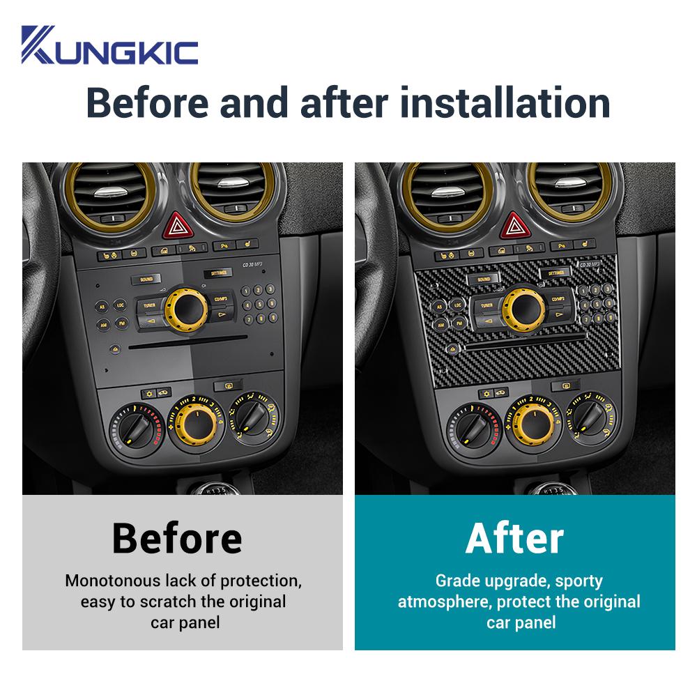 Real Soft Carbon Fiber Sticker For Opel Corsa 2007 2008 2009 2010 2011 2012 2013 2014 LHD RHD Car Central Control CD Button Trim