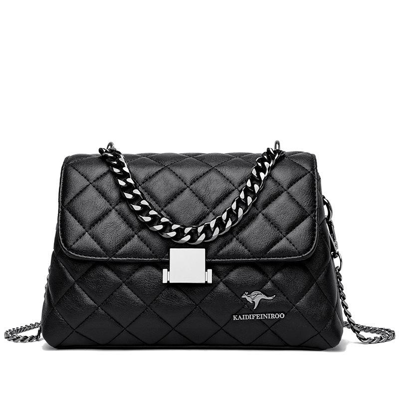 Женская сумка Новая сумка через плечо Модная ромбовидная сетка Маленькая квадратная сумка Женская сумка чёрный