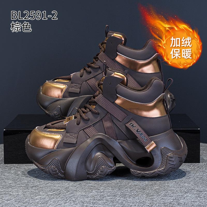 Super fire high-top dad shoes autumn and winter new thick-soled small velvet sports and leisure shoes