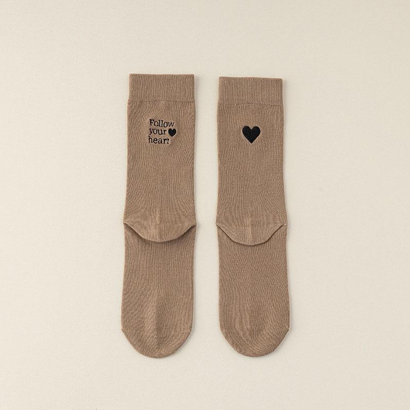 Women Embroidered Socks Heart Letter Cotton Socks Birthday Gift