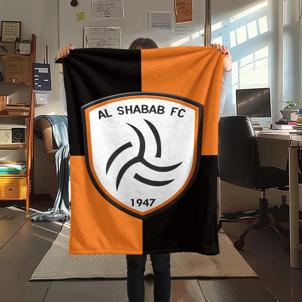 1PC Al-Shabab FC Print Flannel Blanket, High quality All Seasons, Home Decor, Warmth and Comfort, Perfect for Christmas Gifts