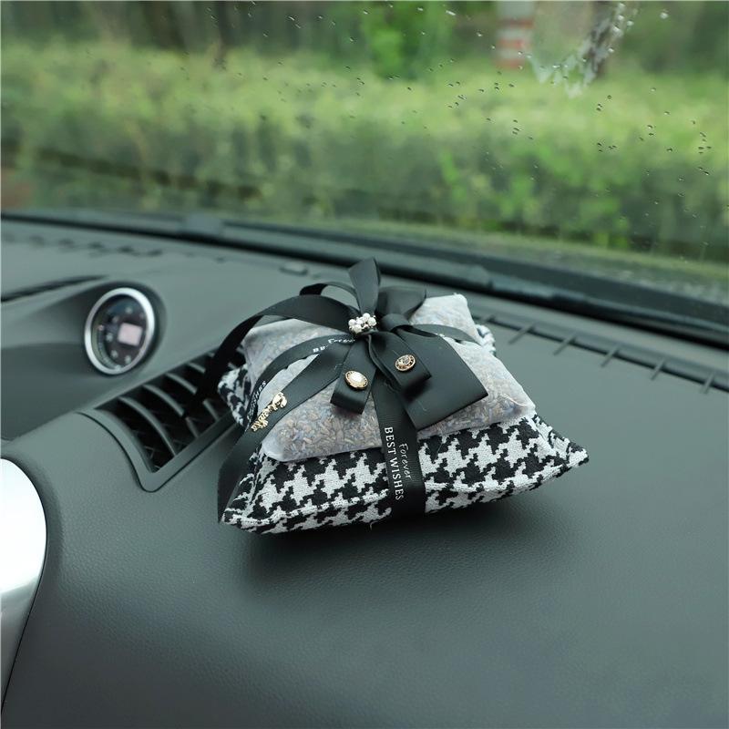 Houndstooth Bowknot Bamboo Charcoal Air Freshener Bag For Car And Home