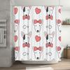 Pink Bow Tie Pattern Shower Curtain Cute Dogs Print Bathroom Decor White Fabric Waterproof Shower Curtains Set (Size180X245Cm)