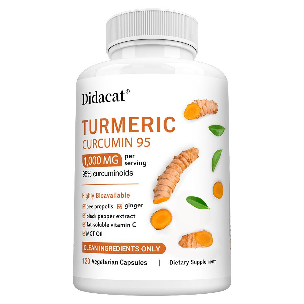 Curcumin Capsules 1000mg 6-in-1 Formula Contains 95% Curcumin+Propolis+Ginger+Black Pepper to Protect Immune Joints and Digestive Health 120 Capsules