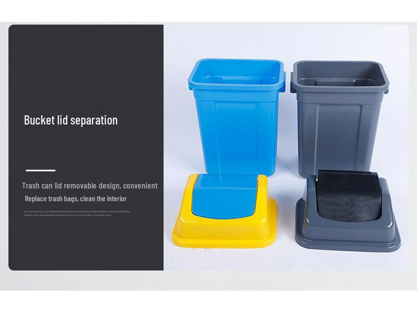 Outdoor Square Flip-Top Trash Bin for Kitchen and Campus Sanitation