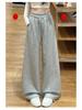 Women's Light Gray Wide-Leg Crooked Knife Sweatpants, Spring 2026, Slimming Straight Thickened Fashion Drape.
