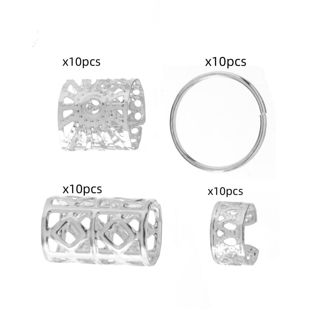 40 STÜCKE Metall Flechtclips Legierung Haarschmuck für Zöpfe Dreadlock-Zubehör Nicht-piercing Ohrclips Bartperlen Haarspangen