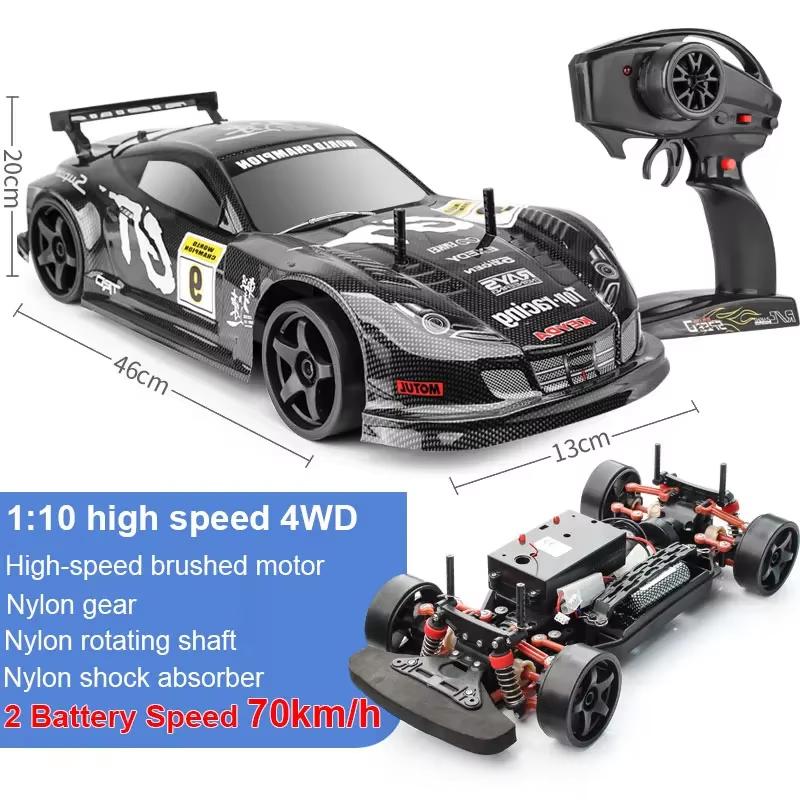 Uus 1:10 topeltamortisaatorit 40 km/70 km/h suure kiirusega drifti kaugjuhtimispuldiga auto 2,4G 4WD RC maastikusõiduk lastele sünnipäeva jõulukink