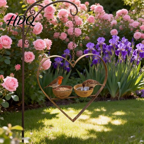 Community Space Bird Feeder Metal Heart Feeder Outdoor Hanging with Patio 2