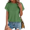 Women's Fashion Solid Color Round Neck Loose Short Sleeved Pullover T-shirt Top