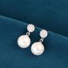 S925 Sterling Silver French Luxury Pearl Earrings: Elegant Rhinestone-Inlaid Shell Pearl Studs for Women