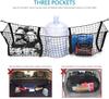 Cargo Net For Car, Expandable 3 Pocket Cargo Net Organizer, Black Mesh Storage Pocket With 4 Metal Carabiners Universal For Car