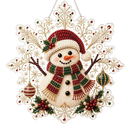 Lightweight Durable Acrylic Ornaments Christmas Pendant with Metal Chain, Double-sided Printed 2D Snowflake Indoor Wall And Window Decorations
