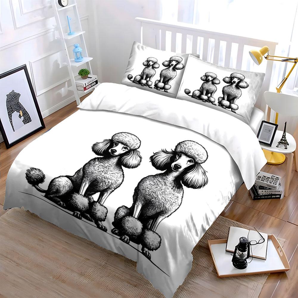 Elegant Poodles In Harmony. Bedding Sets Duvet Covers Pillowcases(1* Duvet Cover 2* Pillowcases Without Duvet Insert)