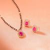 Mangalsutra Estele Rose Gold Zircon Ruby Stone Designer Necklace Set For Women