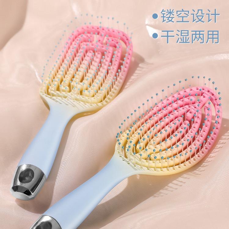 Macaron Big Bend Comb Hair Massage Comb Men's Fluffy Comb Curly Hair Styling Comb Arc Nine Ribs Comb
