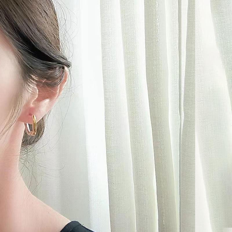 Fashion Minimalist U Shaped Hollow Geometric Hoop Earrings For Women Unique Forest Round Loop Ear Jewelry