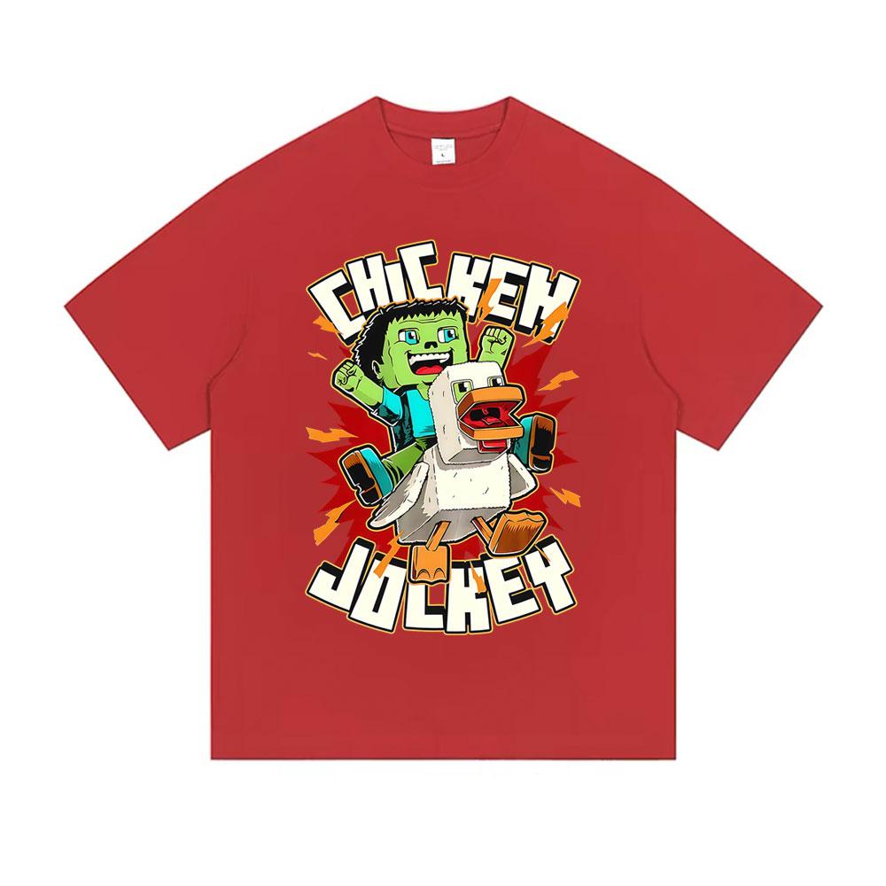 Chicken Game Dont Look At The Chicken Tshirt Funny Chicken Jockey Graphic Tshirt Male Miners Print Tees Unisex Fashion T Shirts 4XL