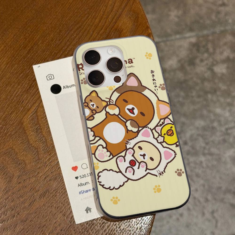 

Популярный Милый Медведь R-rilakkuma Гофрированная Полоска Чехол для Телефона Для IPhone 17 16 15 14 13 12 11 Pro Max Plus Pro Ударопрочный Чехол iPhone 12 pro