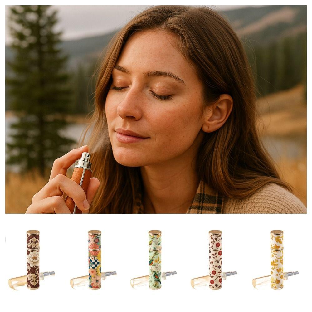 10ml Mini Perfume Bottle PU Leather Empty Cosmetic Containers New Spray Rotating Bottle Gift