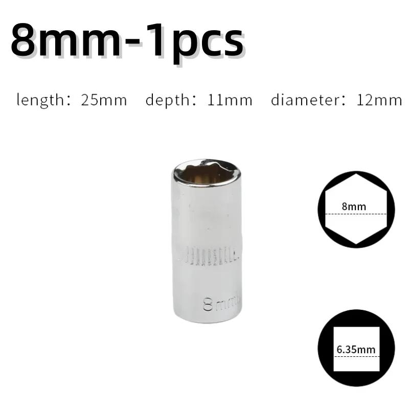 1-Piece 1/4 Drive Inch Metric Ratchet Wrench Socket Head Sleeve Double End 4 5 6 7 8 9 10 11 12 13 14mm Hand Tools