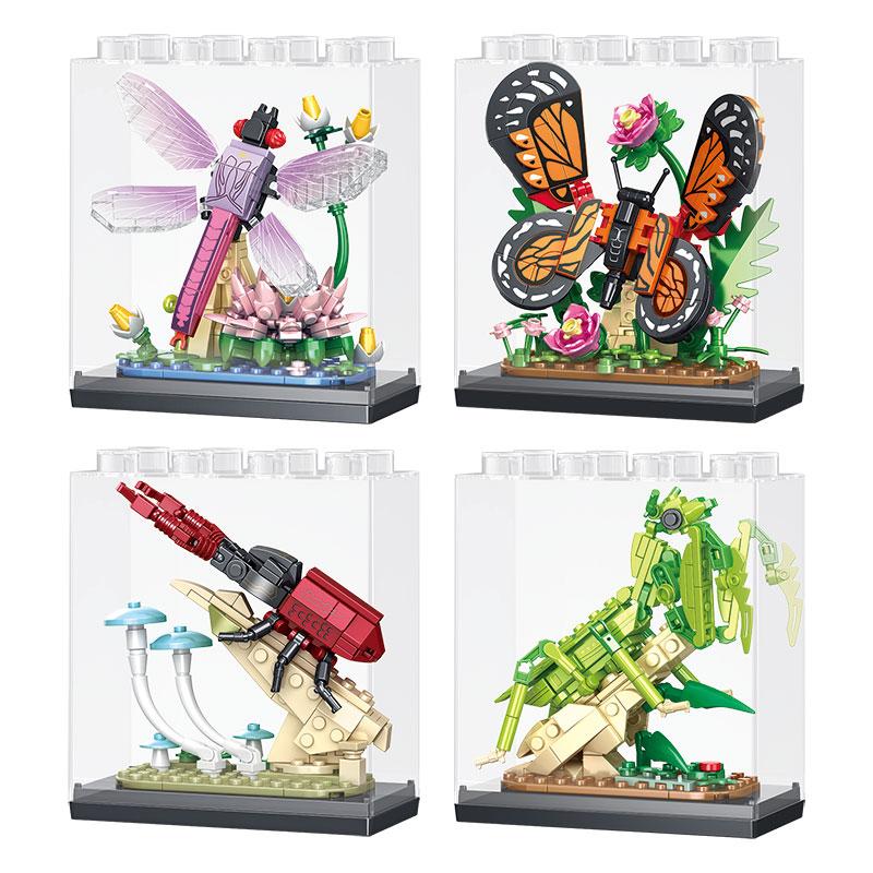 161+PCS Random One Insect Building Blocks Toys Model Insect Series Assemble Bricks Toy Sets For Kid Desktop Ornament Gifts
