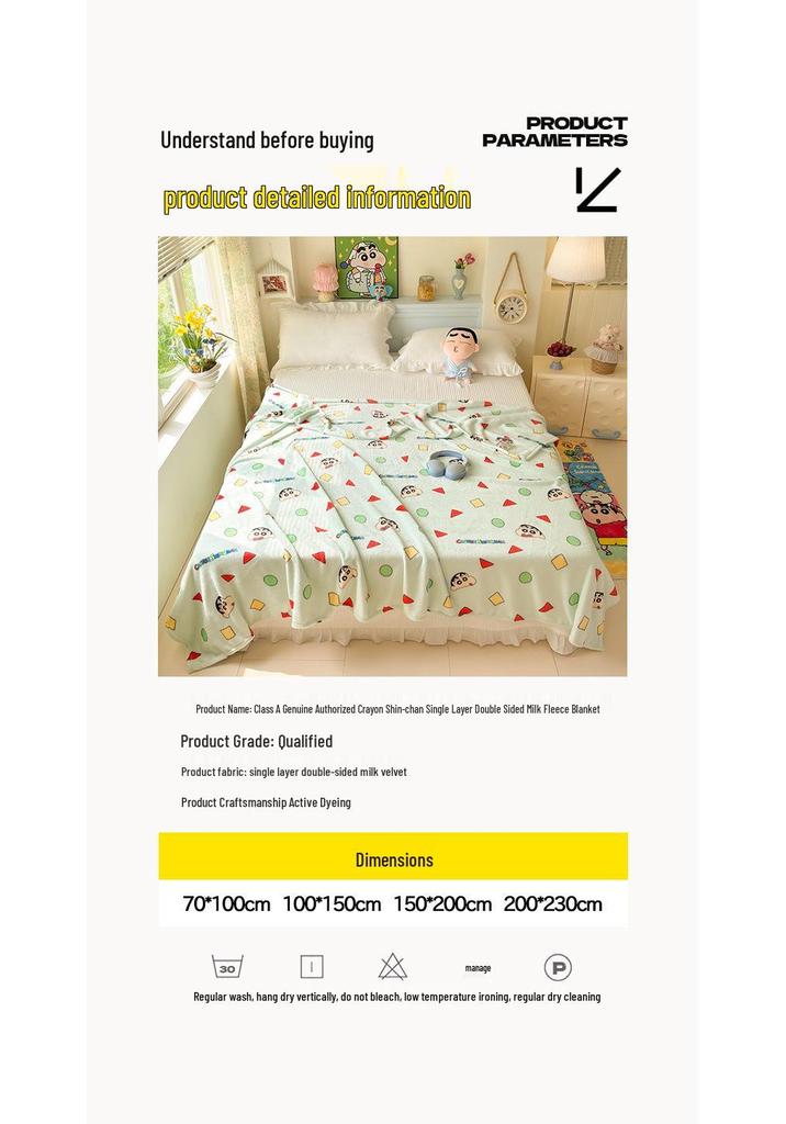 Coperta Morbida Double-Face del Cartone Animato Crayon Shin-chan - Coperta per Aria Condizionata, Coperta da Divano, Latte Pile Spesso