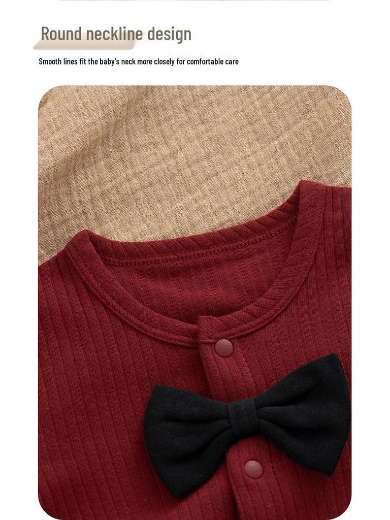 Unisex Red Baby Romper: 100 Days Full Moon Festive Outfit, Pure Cotton, Spring/Autumn, New Year Horse Theme.