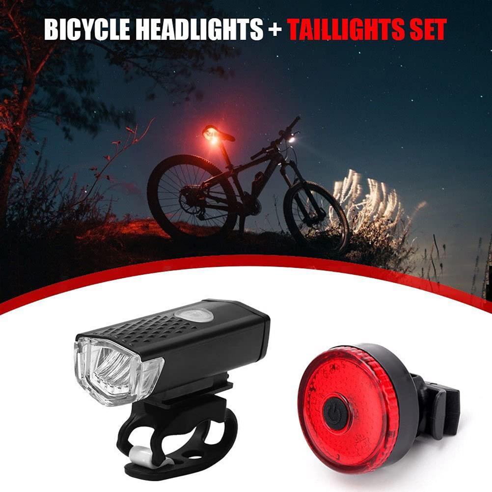 LED Bike Light Set USB Rechargeable Bike Light Front Light and Rear Light Set IPX4 Waterproof Cycling Light for