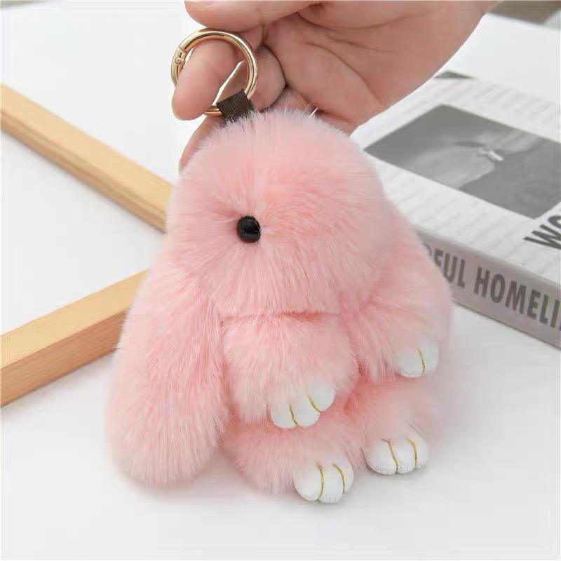 Portachiavi di coniglio in peluche: Ciondolo Giocattolo Carino e Regalo con Confezione a Forma di Borsa per Bambola