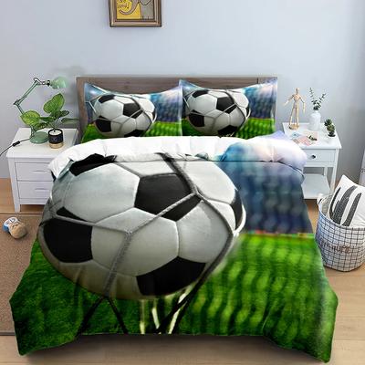 Set Biancheria da Letto Calcio 3D Calcio Bambino Copripiumino Singolo Matrimoniale Sport Ragazzo Tessile per la Casa Piumone Coperture Nordiche per Letto King Full