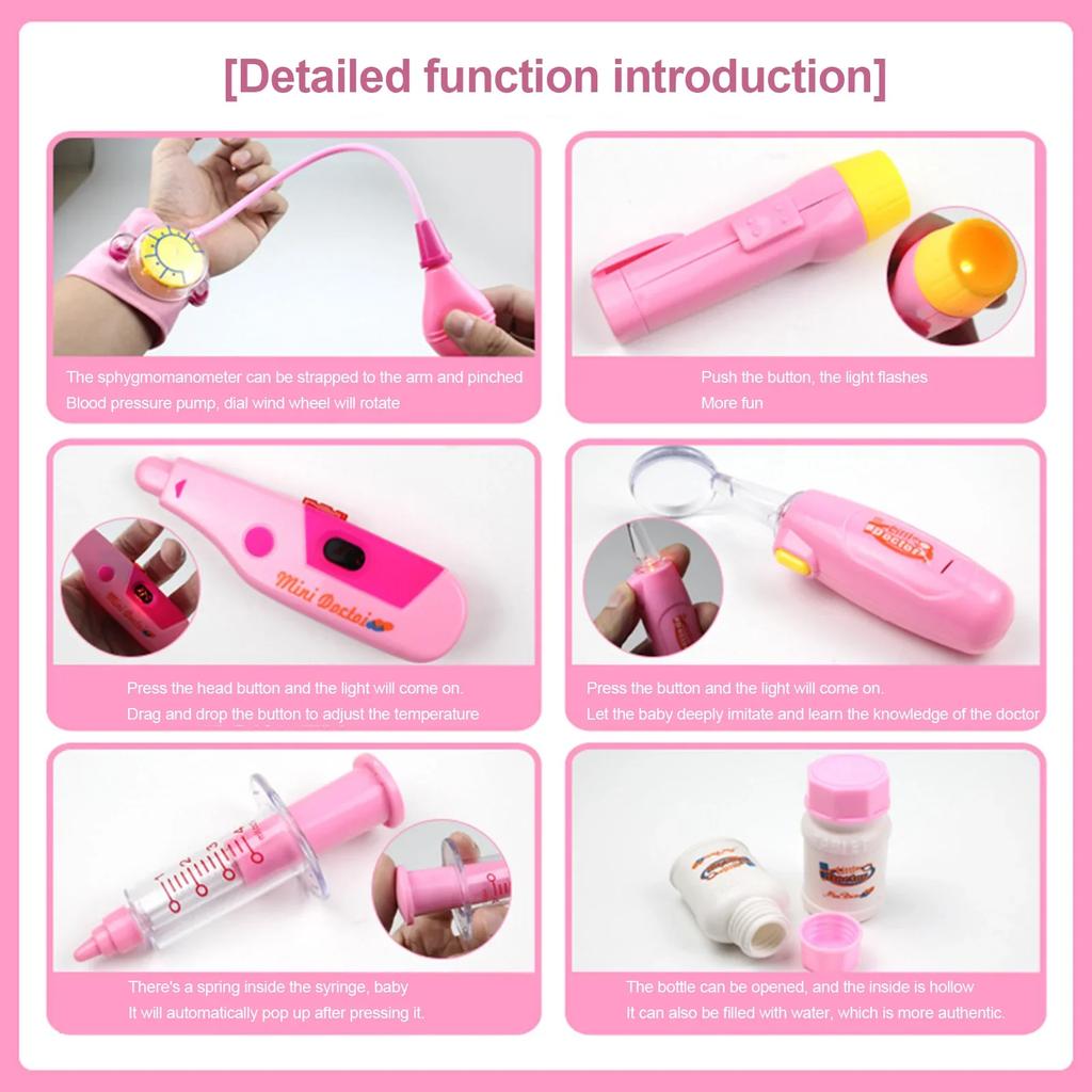 Non-Toxic 18Pcs/Set Interaction Doctor Toys Doctor Box Toys Accessories Sound Light Effect Interactive Develop Intelligence Parent-Child