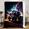 Monster Truck In Cosmic Landscape Print Blanket Soft and Cozy Perfect for the Living Room Bed Sofa or a Nap,gift