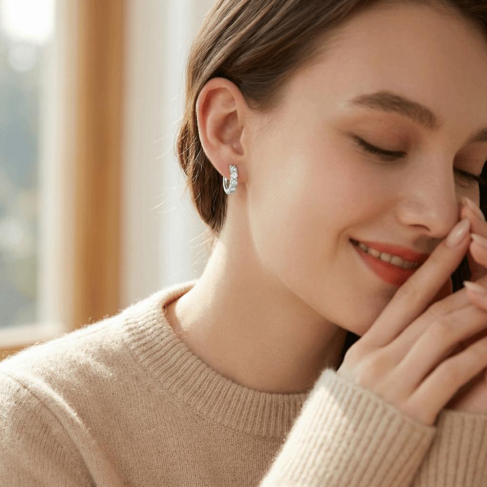 Minimalist Crystal Studded Earrings Temperament Plain Round Earrings Zircon Ear Stud  Wedding