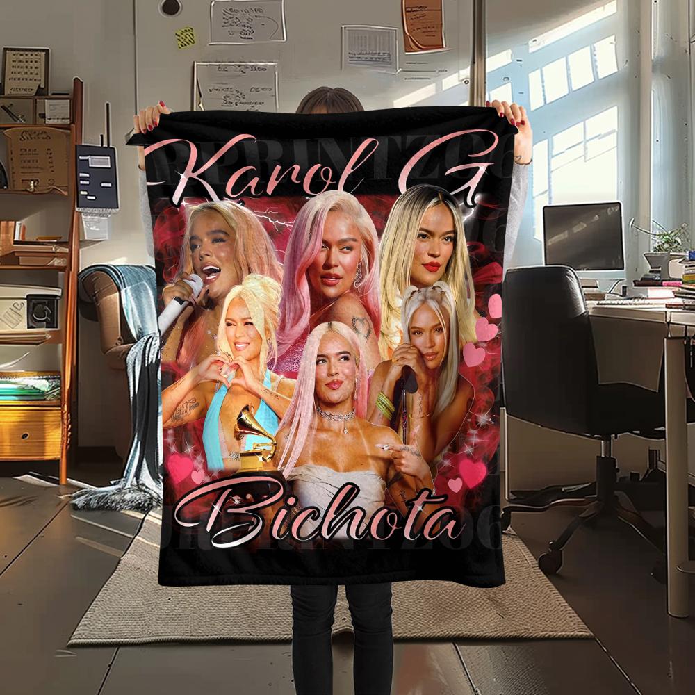

1Pc Karol G Print Flannel Blanket, High quality Comfortable for All Seasons, Home Decor, Warmth and Comfort, Perfect for Gifts 80cm x 120cm