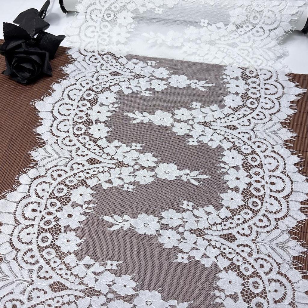 ( 3 Colors ) French Chantilly Lace, 3m X 32cm, Non-stretch Eyelash Lace Fabric for Wedding, Lingerie, Dress, Garment, Sewing & Crafting