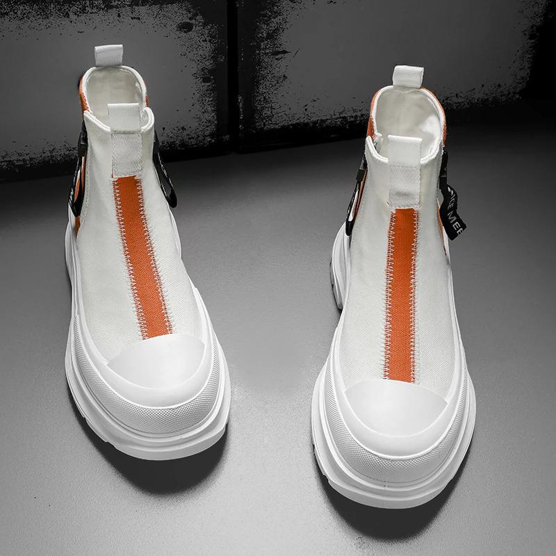 2024 Autumn Men's Shoes New Trend Thick Sole Explosion Korean Version of High Top Leisure Canvas Shoes
