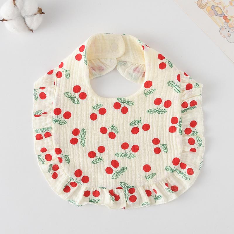 Ruffle Baby Drool Bibs: Pure Cotton Printed Lace Bibs