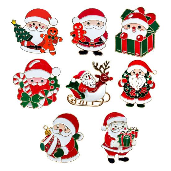 Zinc Alloy Santa Claus Brooch Enamel Cartoon Father Christmas Pin Sweater Coat Backpack Decoration Clothing Accessories Festival Holiday Gift