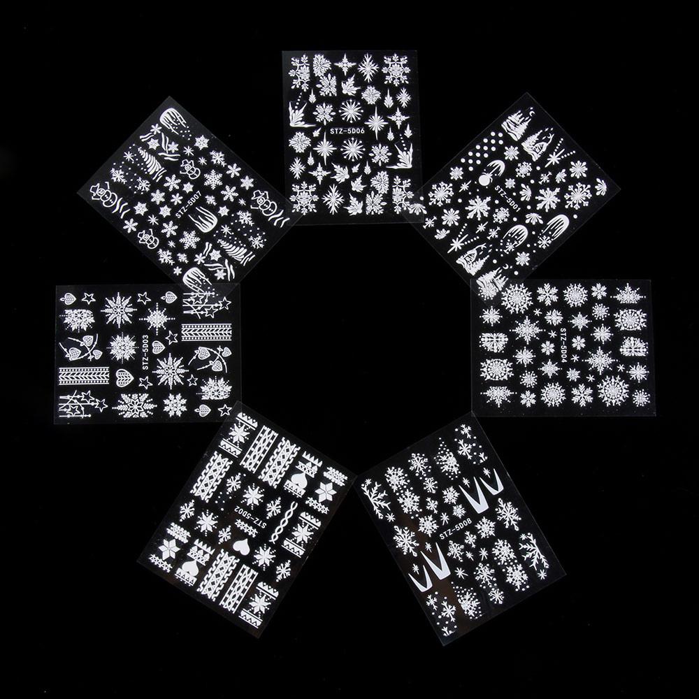 Slider Decals New Year Design Winter Charms Flower Snowflakes Nail Sticker 5D Embossed Christmas