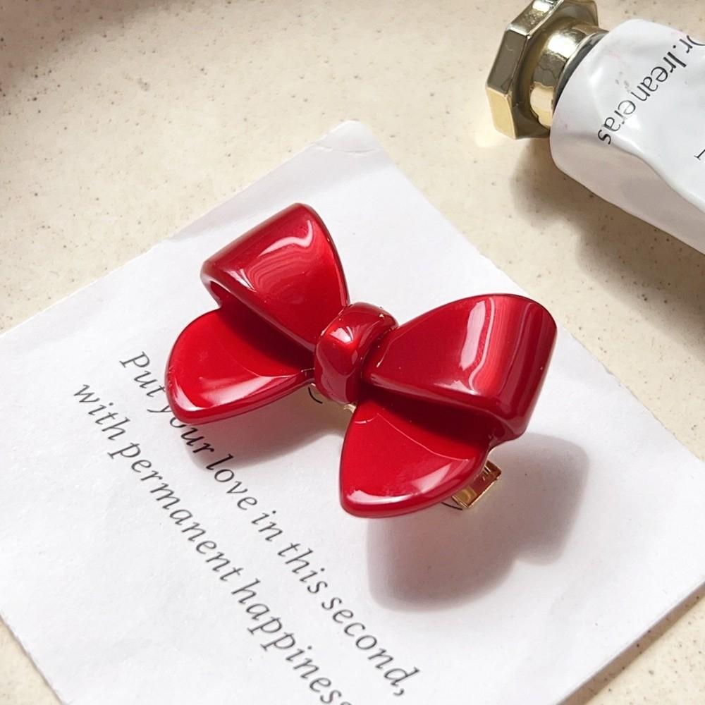 

Hair Accessories Korean Style Acetate Hairpin No Slip Cute Bow Hair Bangs Clip Light Luxury Bow Tie Duckbill Clip Women червоний