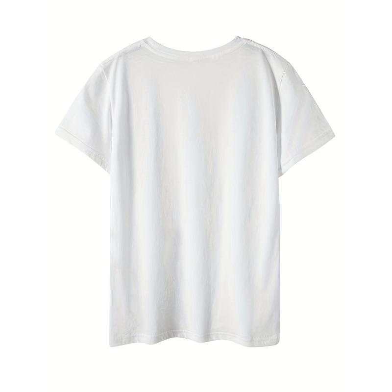 Dam Mjuk Rosa Leende Ansikte Grafisk T-shirt Lös Passform Kort Ärm Sommar Strandfest Vardag Trendig Topp