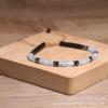Aquamarine Hematite Square Bead Bracelet – Silver Accent Adjustable Boho Jewelry, Calm Clarity Gift for Men & Women