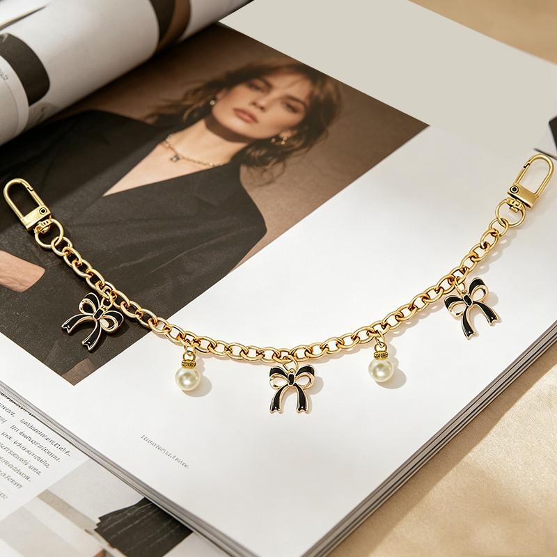Yogodlns Chain Bag Handle Chain Bag Decoration Personality Bow Pendant Cute Bow Alloy Bag Chain