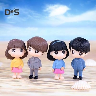 2Pcs/Set Boy Girl Cartoon Doll Miniature Ornaments Garden Dollhouse Decoration
