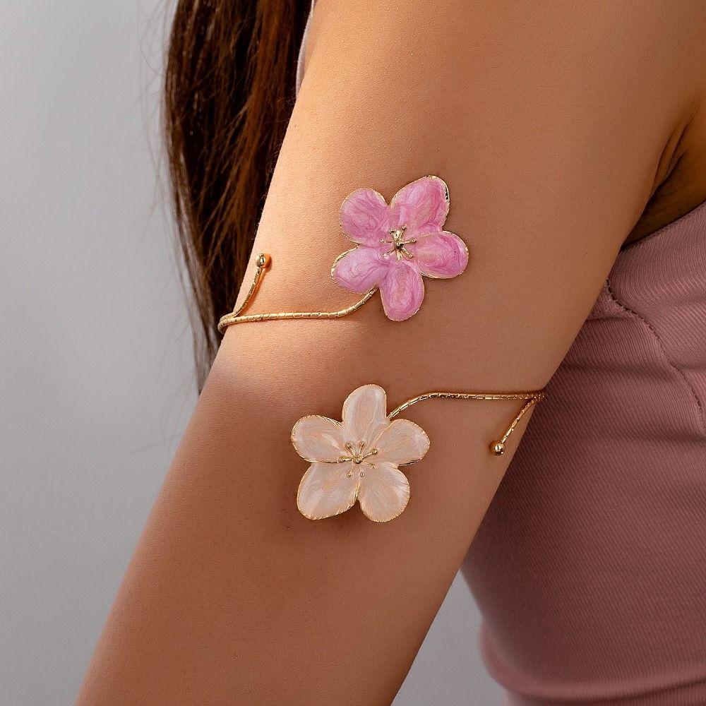 Gold Color Opening Arm Bracelet Multi Style Arm Bracelet Chic Flower Bracelet  Women's Accessories