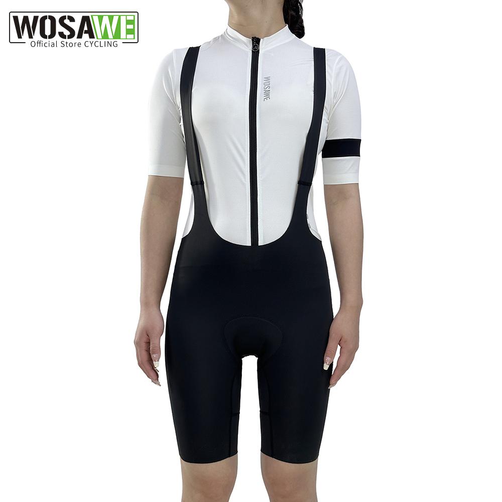 

WOSAWE женские велосипедные комплекты, летние велосипедные шорты с короткими рукавами и нагрудниками, командная одежда, нагрудники с подкладкой для верховой езды S розовый